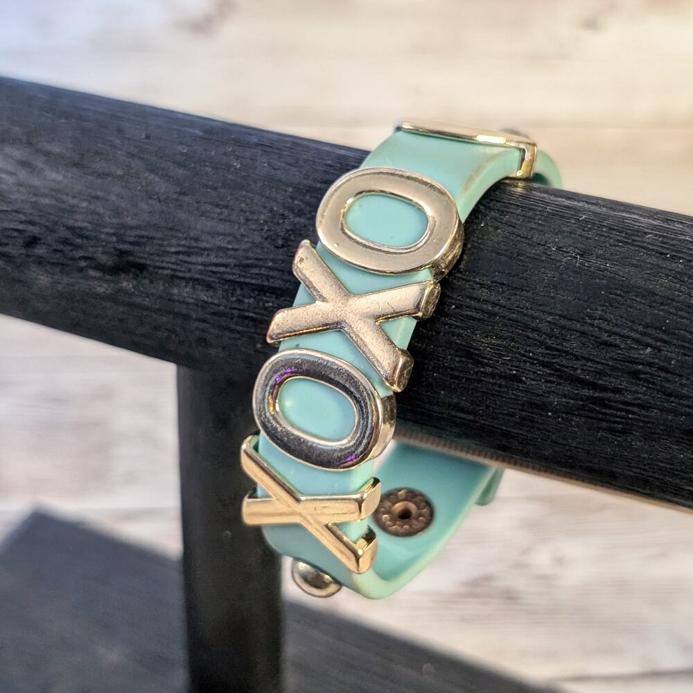 XOXO Bracelet Teal-ish Turquoise-ish Tone & Gold Tone